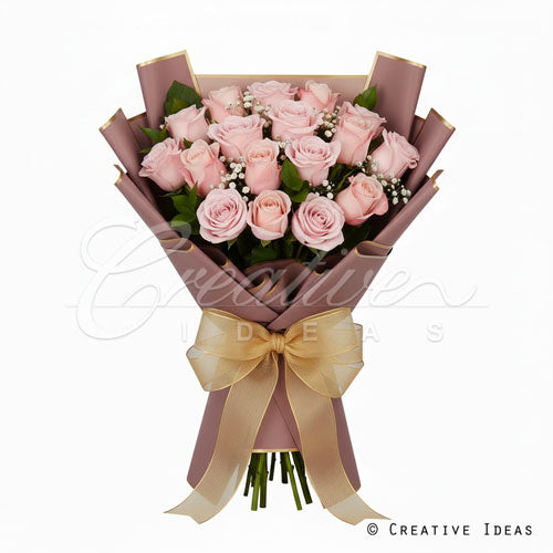22.8" X 22.8" Gold Edge Floral Wrap-20 Pcs (Mauve)