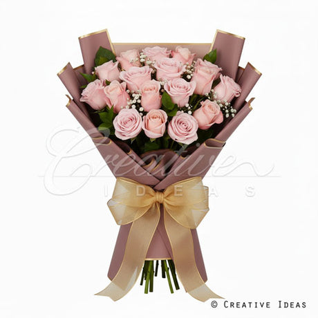 22.8" X 22.8" Gold Edge Floral Wrap-20 Pcs (Mauve)