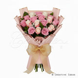22.8" X 22.8" Gold Edge Floral Wrap-20 Pcs (Pink)