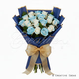 22.8" X 22.8" Gold Edge Floral Wrap-20 Pcs (Royal Blue)