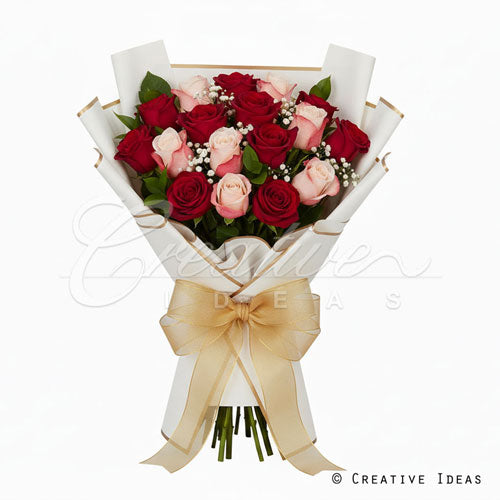 22.8" X 22.8" Gold Edge Floral Wrap-20 Pcs (White)