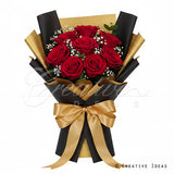 22.8" X 22.8" Reversible Floral Wrap-20 Pcs (Black/Gold)