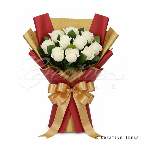 22.8" X 22.8" Reversible Floral Wrap-20 Pcs (Red/Gold)