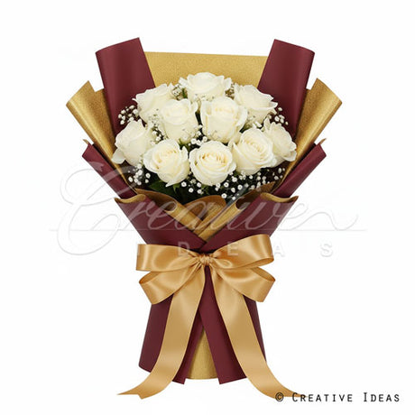 22.8" X 22.8" Reversible Floral Wrap-20 Pcs (Wine/Gold)