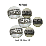 24L (15mm / 5/8") Ivory Pearl Shell Buttons Starburst Silver Center Shank Style Craft Button