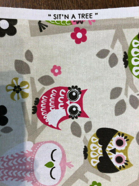 Waverly Sit'N A Tree Cotton Fabric - Beige Background, Fruit Punch Owls, 45" Width (1 Yard)