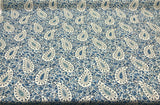 Paisley Verveine Bluejay 100 Percent Cotton Fabric - Blue/White Paisley, 54" Width (1 Yard)