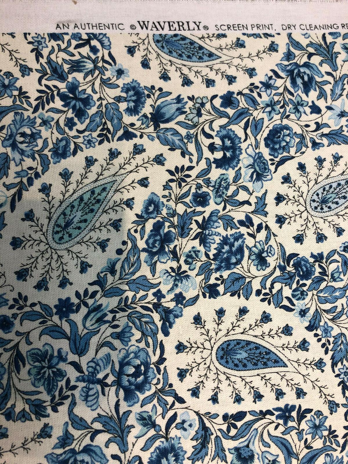 Paisley Verveine Bluejay 100 Percent Cotton Fabric - Blue/White Paisley, 54" Width (1 Yard)