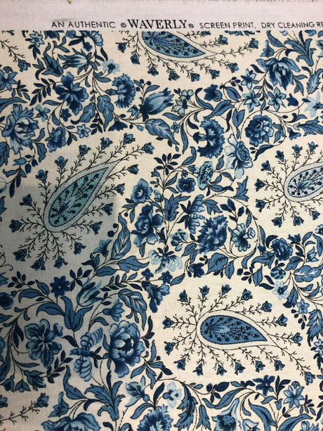 Paisley Verveine Bluejay 100 Percent Cotton Fabric - Blue/White Paisley, 54" Width (1 Yard)