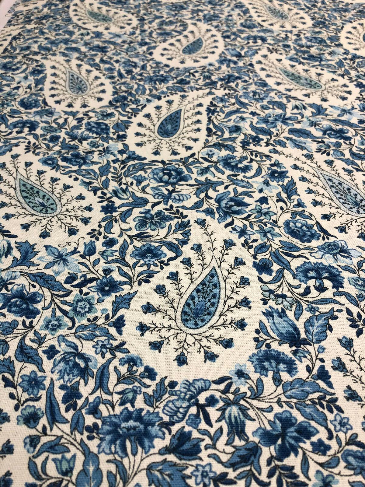 Paisley Verveine Bluejay 100 Percent Cotton Fabric - Blue/White Paisley, 54" Width (1 Yard)