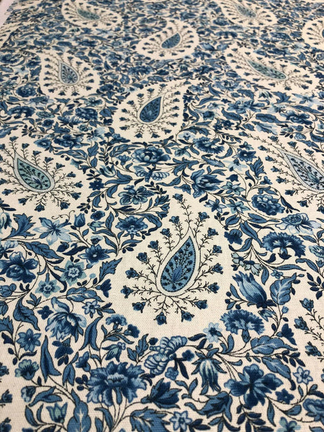 Paisley Verveine Bluejay 100 Percent Cotton Fabric - Blue/White Paisley, 54" Width (1 Yard)