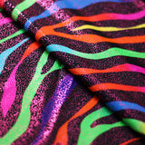 Magic Zebra Nylon Spandex Fabric - Rainbow Zebra Print, 60" Width (1 Yard)