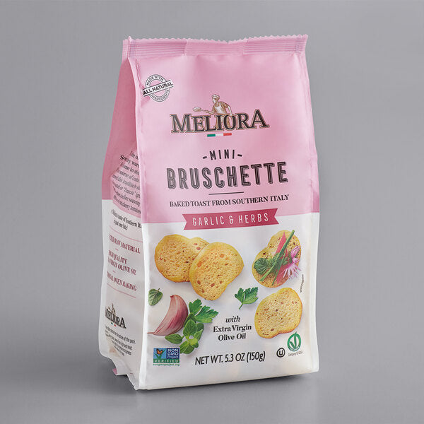 Meliora Garlic Herb Mini Bruschette Toast 5.3 oz. - 10/Case