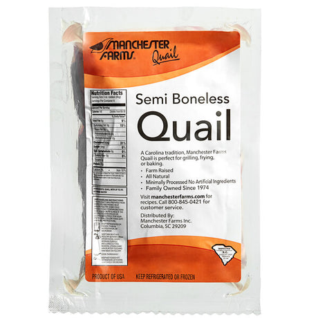 Manchester Farms 4.5 oz. Fresh Semi Boneless Quail - 24/Case