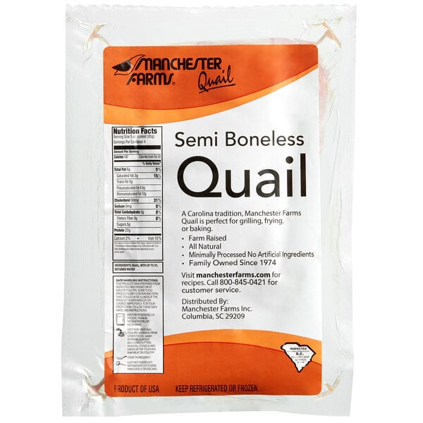Manchester Farms 4 oz. Fresh Semi Boneless Quail - 24/Case