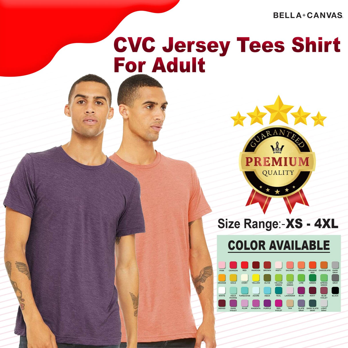 BELLA + CANVAS® Crewneck Short Sleeve CVC Jersey Tees