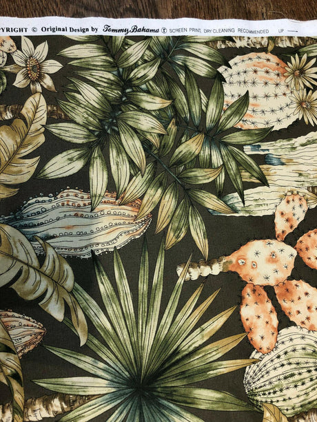Tommy Bahama Home Emporio Cactus Sunset 100 Percent Cotton Fabric - Sunset Brown, 54" Width, 13.5" Horizontal Repeat, 25.25" Vertical Repeat (1 Yard)