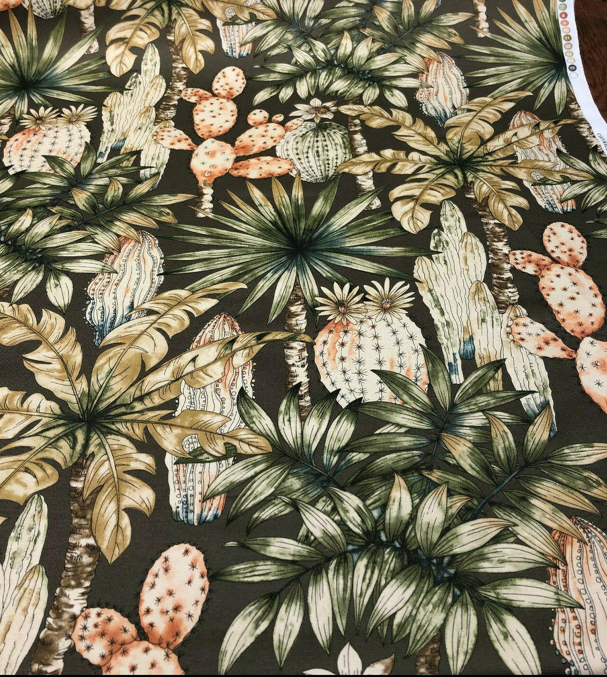 Tommy Bahama Home Emporio Cactus Sunset 100 Percent Cotton Fabric - Sunset Brown, 54" Width, 13.5" Horizontal Repeat, 25.25" Vertical Repeat (1 Yard)