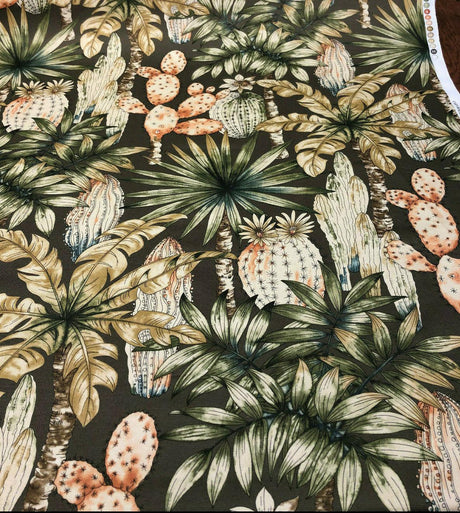 Tommy Bahama Home Emporio Cactus Sunset 100 Percent Cotton Fabric - Sunset Brown, 54" Width, 13.5" Horizontal Repeat, 25.25" Vertical Repeat (1 Yard)