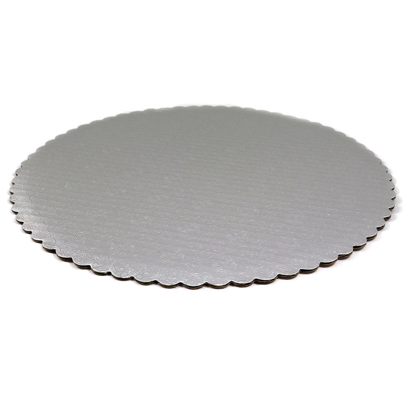 O'Creme Silver Scalloped Round Cake & Pastry Board, 12", Pack of 10