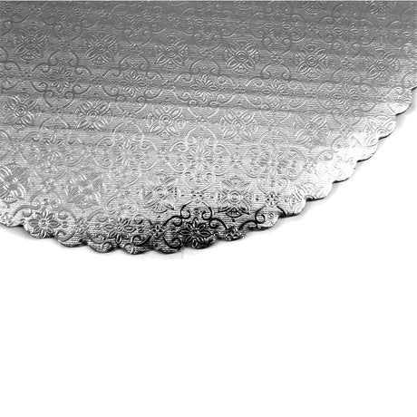 O'Creme Silver Scalloped Round Cake & Pastry Board, 12", Pack of 10