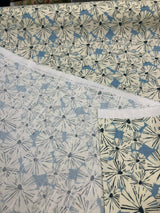 Waverly Forget Me Not Cotton Fabric - Sky Blue, Off White And Slate Floral Screen Print, 54" Width (1 Yard)
