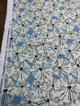 Waverly Forget Me Not Cotton Fabric - Sky Blue, Off White And Slate Floral Screen Print, 54" Width (1 Yard)