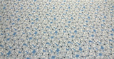 Waverly Forget Me Not Cotton Fabric - Sky Blue, Off White And Slate Floral Screen Print, 54" Width (1 Yard)