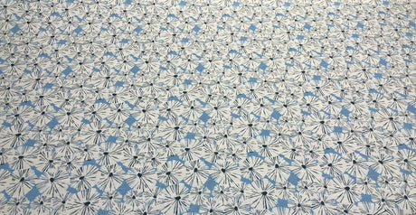 Waverly Forget Me Not Cotton Fabric - Sky Blue, Off White And Slate Floral Screen Print, 54" Width (1 Yard)