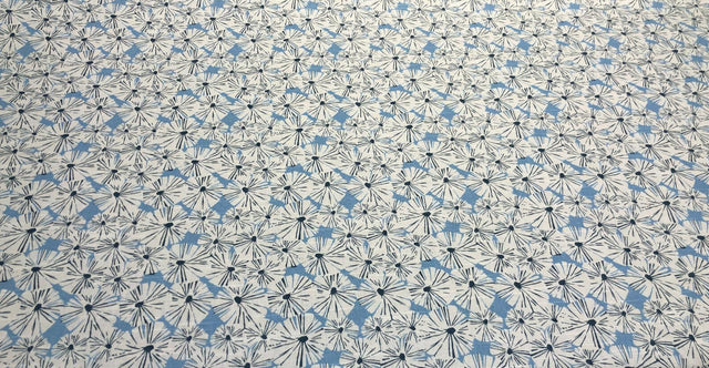 Waverly Forget Me Not Cotton Fabric - Sky Blue, Off White And Slate Floral Screen Print, 54" Width (1 Yard)