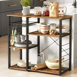 VASAGLE ALINRU Kitchen Baker’s Rack, Coffee Bar, Microwave Oven Stand, with Steel Frame, Wire Basket, 6 Hooks, 35.4", Rustic Brown