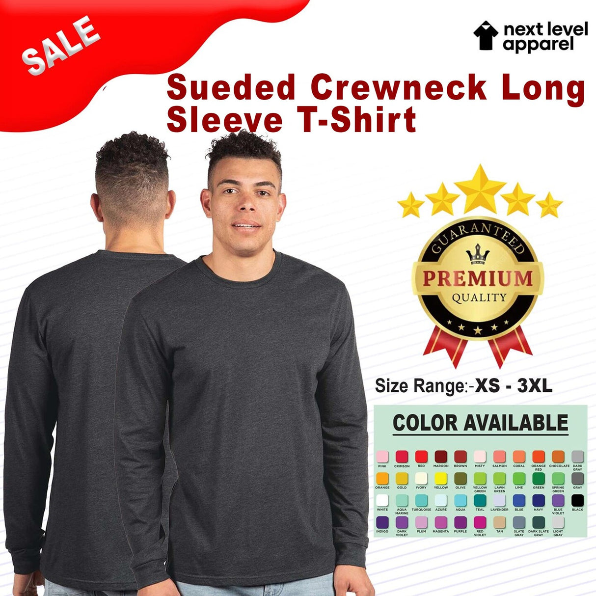 Next Level® Sueded Crewneck Long Sleeve T-Shirt