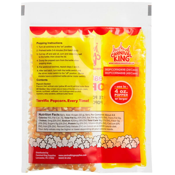 Carnival King All-In-One Popcorn Kit for 4 oz. Popper - 24/Case
