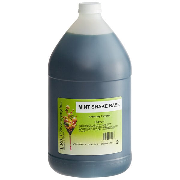 I. Rice Mint Milkshake Base Syrup 1 Gallon - 4/Case