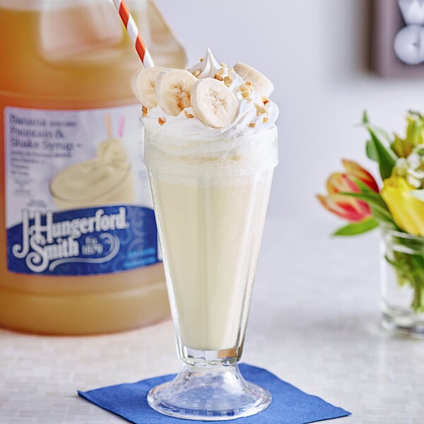 J. Hungerford Smith Banana Fountain & Milkshake Syrup 1 Gallon - 4/Case
