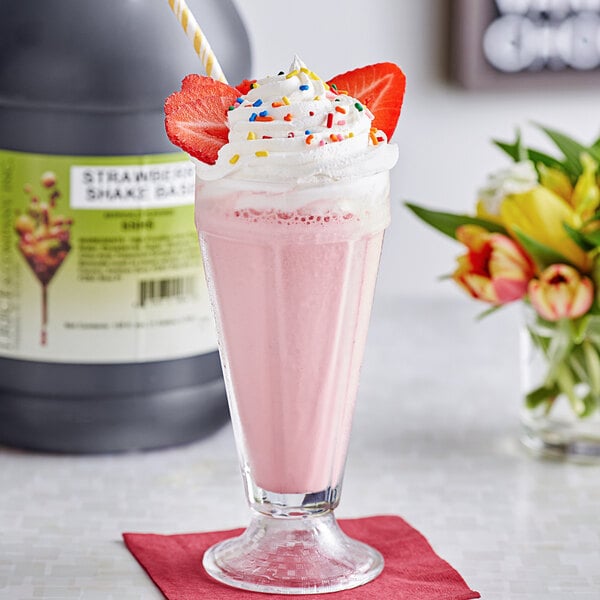 I. Rice Strawberry Milkshake Base Syrup 1 Gallon - 4/Case