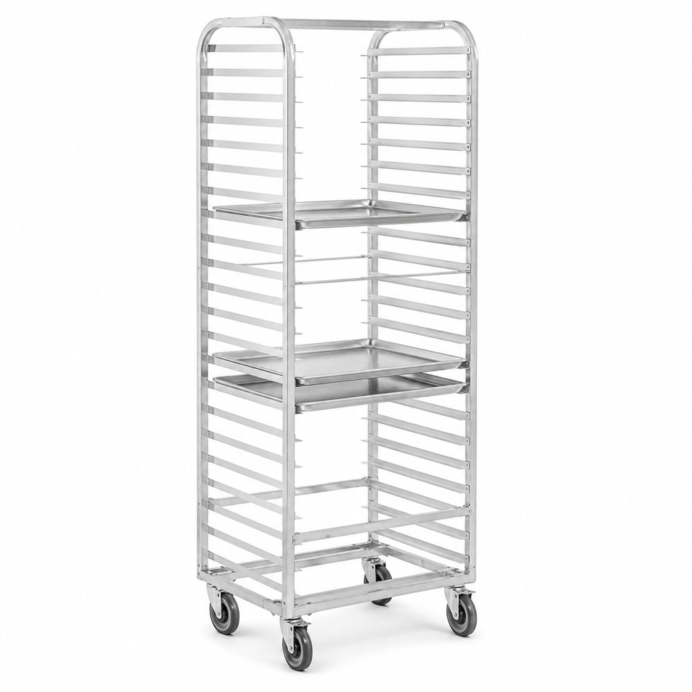 Channel Bun Pan Rack, Aluminum, Side Loading, 70-1/4" High, for 30 Pans