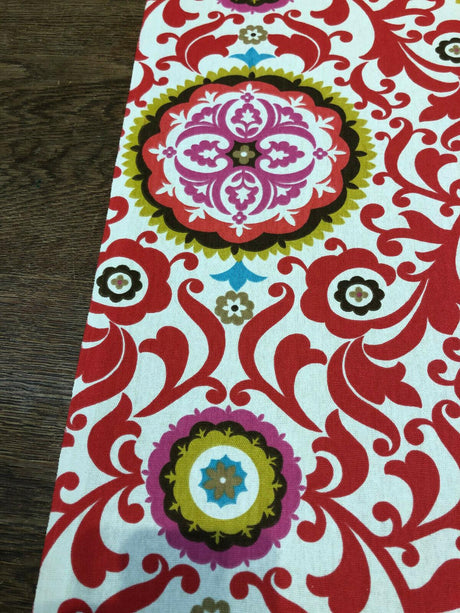Waverly Celestial Sun Fiesta Cotton Fabric - Orange, Brown, Fuchsia, Gold And Aqua Folky Pattern, 45" Width (1 Yard)