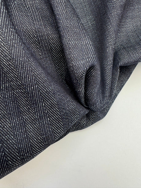 Cotton Denim Herringbone Blue