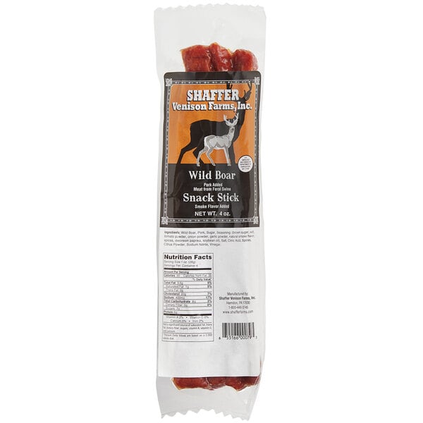 Shaffer Venison Farms 4 oz. Smokey Barbecue Wild Boar Snack Stick - 24/Case