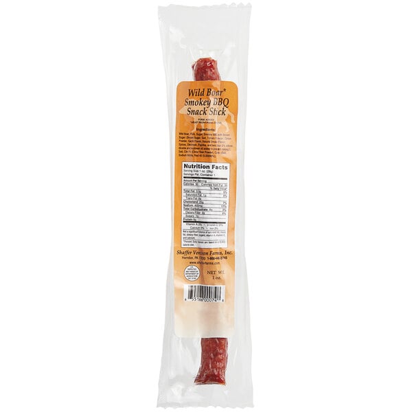 Shaffer Venison Farms 1 oz. Smokey Barbecue Wild Boar Snack Stick - 240/Case