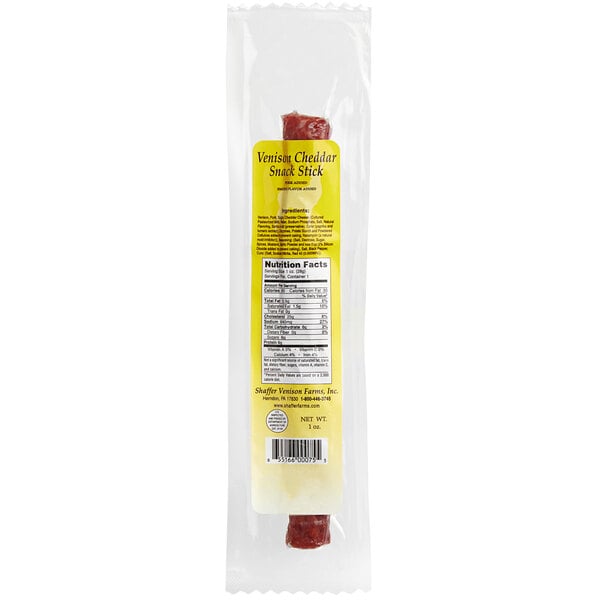 Shaffer Venison Farms 1 oz. Venison and Cheddar Snack Stick - 240/Case