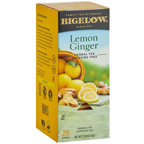 Bigelow Lemon Ginger Herbal Tea Bags - 28/Box
