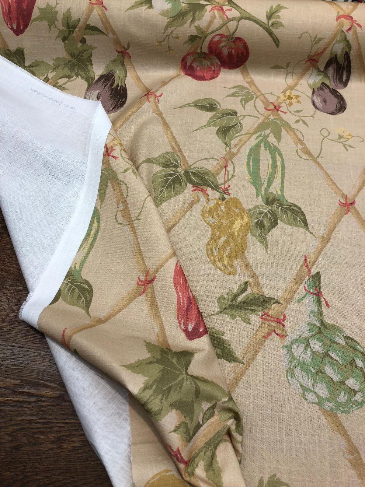 On The Vine Antique Cotton Fabric - Multicolor Vegetable Garden Print, 54" Width (1 Yard)