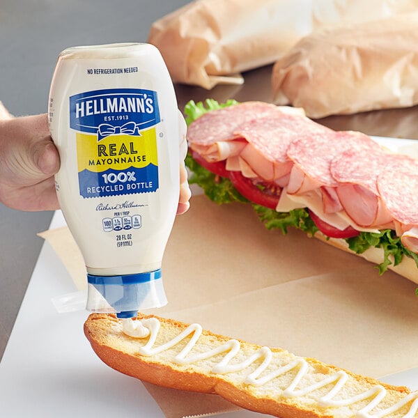 Hellmann's Real Mayonnaise 20 fl. oz. Upside Down Squeeze Bottle - 12/Case