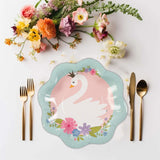 8 Ct. Sweet Swan Scalloped Paper Dessert Plates 8 1/2" Elegant Pastel Party Tableware