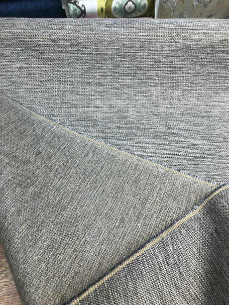 P Kaufmann Eon Chenille Upholstery Fabric - Smoke Silver Tweed, 56" Width (1 Yard)