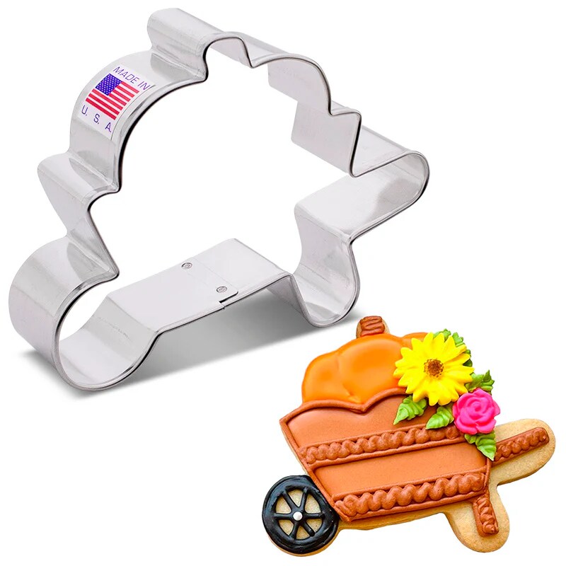 Ann Clark Pumpkin Harvest Wheelbarrow Cookie Cutter, 4"