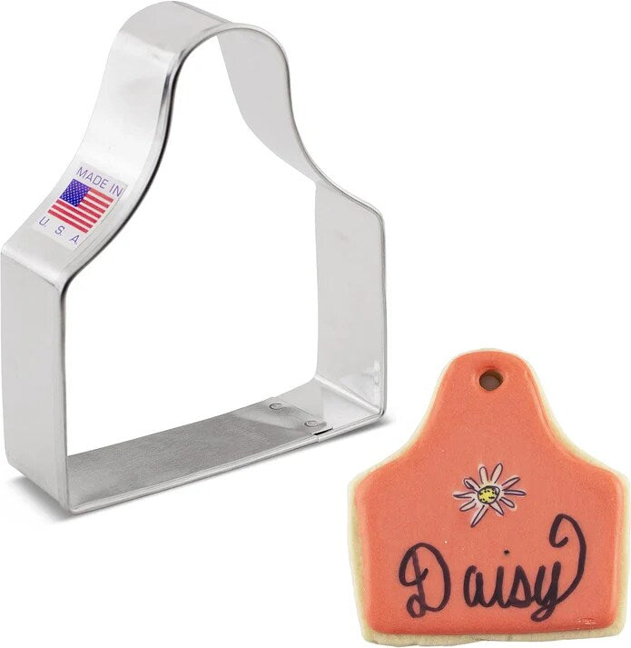 Ann Clark Cow Sheep Animal Ear Tag Cookie Cutter, 3.25" Gift and Present tag