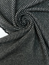 Cotton Wool Tweed Striped Black White